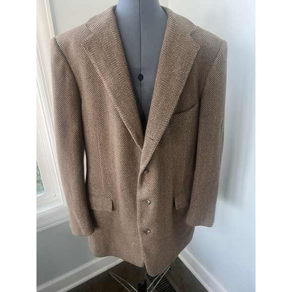 Ralph Lauren 46 Long Blazer Classic Herringbone Wool Cashmere Sport Coat Blazer - Picture 1 of 16